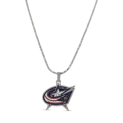 Columbus Blue Jackets GLD 14K White Gold Logo Pendant & 20 Tennis Chain