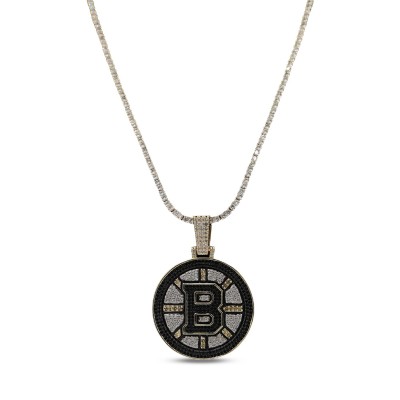 Boston Bruins GLD 18K Yellow Gold Logo Pendant & 20 Tennis Chain