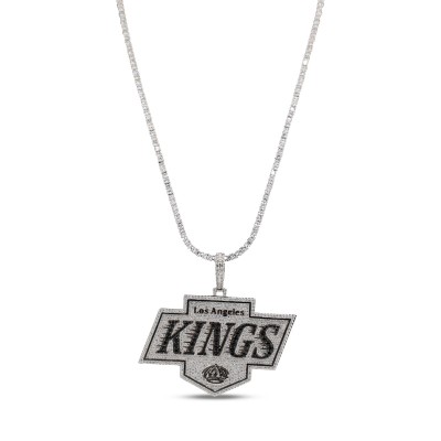 Los Angeles Kings GLD 14K White Gold Logo Pendant & 20 Tennis Chain