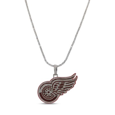 Detroit Red Wings GLD 14K White Gold Logo Pendant & 20 Tennis Chain