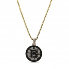 Boston Bruins GLD 18K Yellow Gold Logo Pendant & 20 Rope Chain