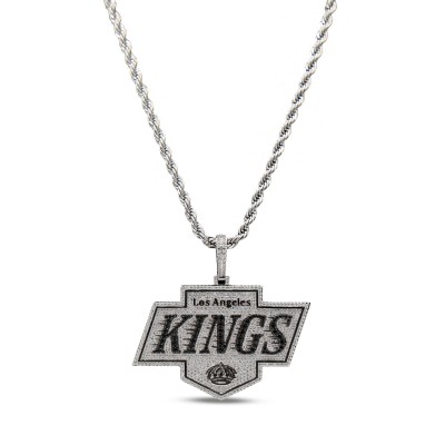 Los Angeles Kings GLD 14K White Gold Logo Pendant & 20 Rope Chain