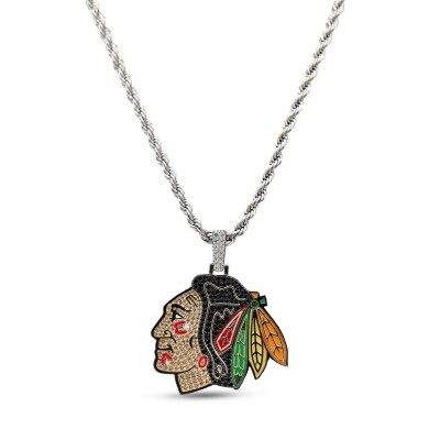 Chicago Blackhawks GLD 18K Yellow Gold Logo Pendant & 20 Rope Chain