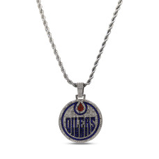 Кулон Edmonton Oilers GLD 14K White Gold Logo & 20 Rope Chain