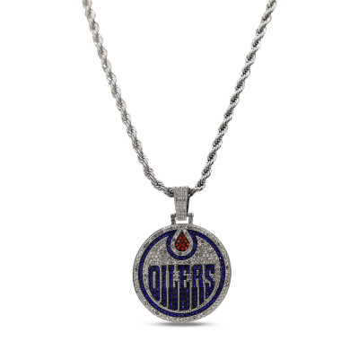 Кулон Edmonton Oilers GLD 14K White Gold Logo & 20 Rope Chain