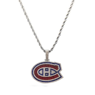 Montreal Canadiens GLD 14K White Gold Logo Pendant & 20 Rope Chain