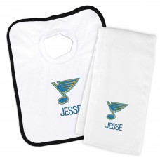 Малышам St. Louis Blues Chad & Jake White Primary Personalized Bib & Burp Cloth Set