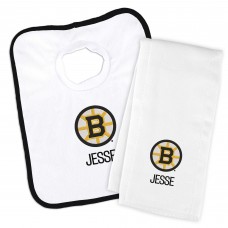 Малышам Boston Bruins Chad & Jake Black Primary Personalized Bib & Burp Cloth Set