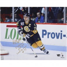 Ray Bourque Boston Bruins Autographed Fanatics Authentic 16 x 20 Black Jersey Skating Photograph with Multiple Inscriptions - Limited Edition #1/1 - Signed in Gold Ink