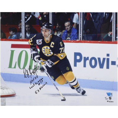 Ray Bourque Boston Bruins Autographed Fanatics Authentic 16 x 20 Black Jersey Skating Photograph with Multiple Inscriptions - Limited Edition of 10