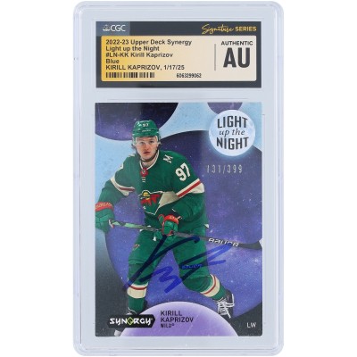 Kirill Kaprizov Minnesota Wild Autographed 2022-23 Upper Deck Synergy Light Up The Night Blue #LN-KK #/399 CGC Authenticated Card
