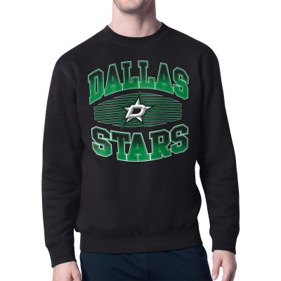Dallas Stars Starter Black Team Grit Graphic Fleece Pullover Sweatshirt
