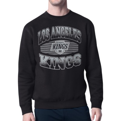 Los Angeles Kings Starter Black Team Grit Graphic Fleece Pullover Sweatshirt