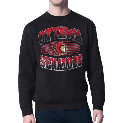 Ottawa Senators Starter Black Team Grit Graphic Fleece Pullover Sweatshirt
