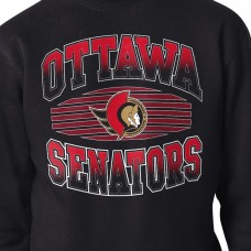 Ottawa Senators Starter Black Team Grit Graphic Fleece Pullover Sweatshirt