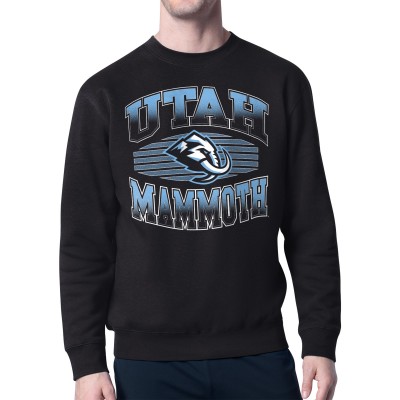 Utah Mammoth Starter Black Team Grit Graphic Fleece Pullover Sweatshirt