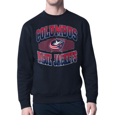 Columbus Blue Jackets Starter Navy Team Grit Graphic Fleece Pullover Sweatshirt