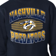 Nashville Predators Starter Navy Team Grit Graphic Fleece Pullover Sweatshirt