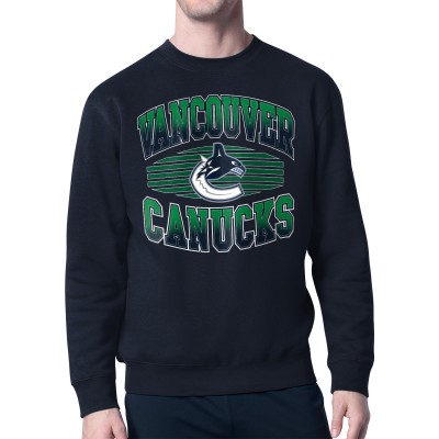 Vancouver Canucks Starter Navy Team Grit Graphic Fleece Pullover Sweatshirt