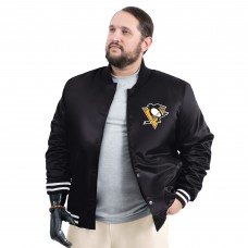 Pittsburgh Penguins G-III Sports by Carl Banks Black Adaptive Bold Logo Satin Full-Snap Varsity Jacket