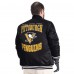 Pittsburgh Penguins G-III Sports by Carl Banks Black Adaptive Bold Logo Satin Full-Snap Varsity Jacket