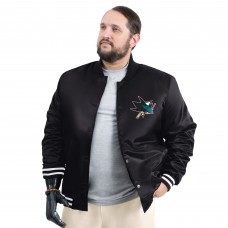 San Jose Sharks G-III Sports by Carl Banks Black Adaptive Bold Logo Satin Full-Snap Varsity Jacket San Jose Sharks G-III Sports by Carl Banks Black Adaptive Bold Logo Satin Full-Snap Varsity Jacket