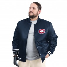 Montreal Canadiens G-III Sports by Carl Banks Blue Adaptive Bold Logo Satin Full-Snap Varsity Jacket