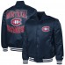 Montreal Canadiens G-III Sports by Carl Banks Blue Adaptive Bold Logo Satin Full-Snap Varsity Jacket