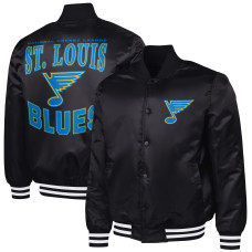 St. Louis Blues G-III Sports by Carl Banks Black Adaptive Bold Logo Satin Full-Snap Varsity Jacket