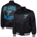 St. Louis Blues G-III Sports by Carl Banks Black Adaptive Bold Logo Satin Full-Snap Varsity Jacket St. Louis Blues G-III Sports by Carl Banks Black Adaptive Bold Logo Satin Full-Snap Varsity Jacket