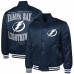 Tampa Bay Lightning G-III Sports by Carl Banks Blue Adaptive Bold Logo Satin Full-Snap Varsity Jacket