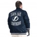 Tampa Bay Lightning G-III Sports by Carl Banks Blue Adaptive Bold Logo Satin Full-Snap Varsity Jacket