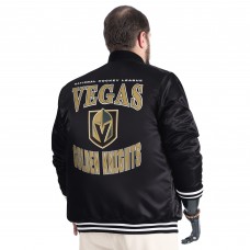 Vegas Golden Knights G-III Sports by Carl Banks Black Adaptive Bold Logo Satin Full-Snap Varsity Jacket