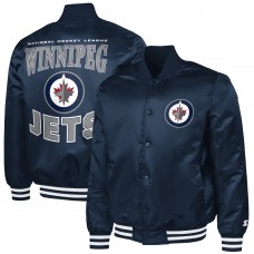 Winnipeg Jets G-III Sports by Carl Banks Navy Adaptive Bold Logo Satin Full-Snap Varsity Jacket