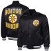 Рубашка Boston Bruins G-III Sports by Carl Banks Black Adaptive Bold Logo Satin Varsity Jacket