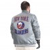 New York Islanders G-III Sports by Carl Banks Gray Adaptive Bold Logo Satin Full-Snap Varsity Jacket