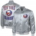 New York Islanders G-III Sports by Carl Banks Gray Adaptive Bold Logo Satin Full-Snap Varsity Jacket