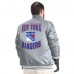 New York Rangers G-III Sports by Carl Banks Gray Adaptive Bold Logo Satin Full-Snap Varsity Jacket