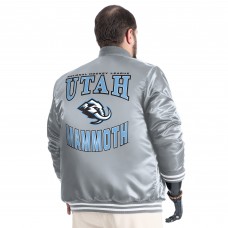 Utah Mammoth G-III Sports by Carl Banks Gray Adaptive Bold Logo Satin Full-Snap Varsity Jacket