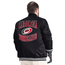 Куртка Carolina Hurricanes G-III Sports by Carl Banks Black Adaptive Bold Logo Satin Full-Snap Varsity