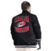 Куртка Carolina Hurricanes G-III Sports by Carl Banks Black Adaptive Bold Logo Satin Full-Snap Varsity