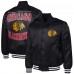 Chicago Blackhawks G-III Sports by Carl Banks Black Adaptive Bold Logo Satin Full-Snap Varsity Jacket