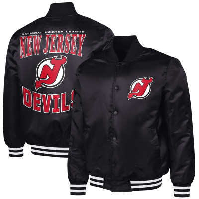 Джерси New Devils G-III Sports by Carl Banks Black Adaptive Bold Logo Satin Full-Snap Varsity Jacket