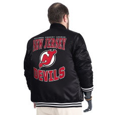 Джерси New Devils G-III Sports by Carl Banks Black Adaptive Bold Logo Satin Full-Snap Varsity Jacket Джерси New Devils G-III Sports by Carl Banks Black Adaptive Bold Logo Satin Full-Snap Varsity Jacket