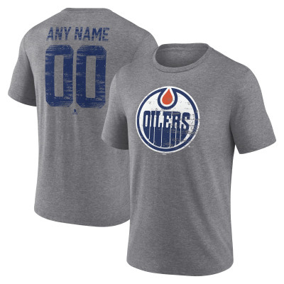 Именная футболка Edmonton Oilers Gray Heritage Tri-Blend