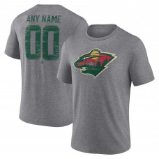 Minnesota Wild Gray Heritage Custom Tri-Blend T-Shirt