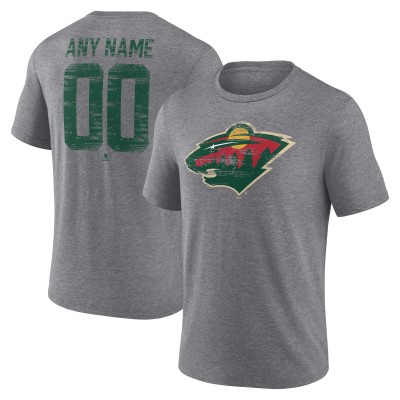 Minnesota Wild Gray Heritage Custom Tri-Blend T-Shirt