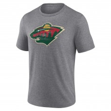Minnesota Wild Gray Heritage Custom Tri-Blend T-Shirt