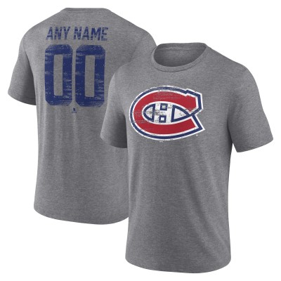 Именная футболка Montreal Canadiens Gray Heritage Tri-Blend