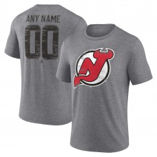 Футболка New Jersey Devils Gray Heritage Custom Name & Number Tri-Blend